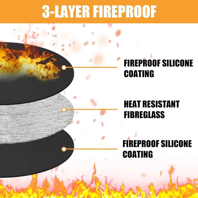 Amerbro 23.8 in Heat Resistant Grill Mat for Outdoor Tabletop Grill to Protect Your Prep Grill Table, Circle Heat Resistant Mats for Countertop, Fireproof & Water Proof & Oil Proof Tabletop Fire Pit Mat-Black - Image 3
